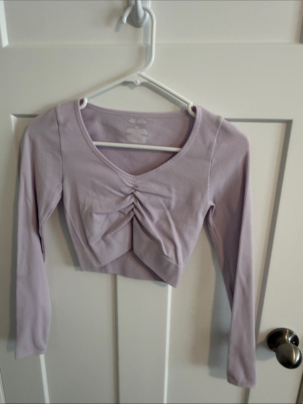 Wild Fable Ribbed Ruched V-Neck Crop Top - Lavender XS